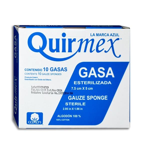 Gasa Esterilizada 7.5cm x 5cm 10 Gasas Quirmex