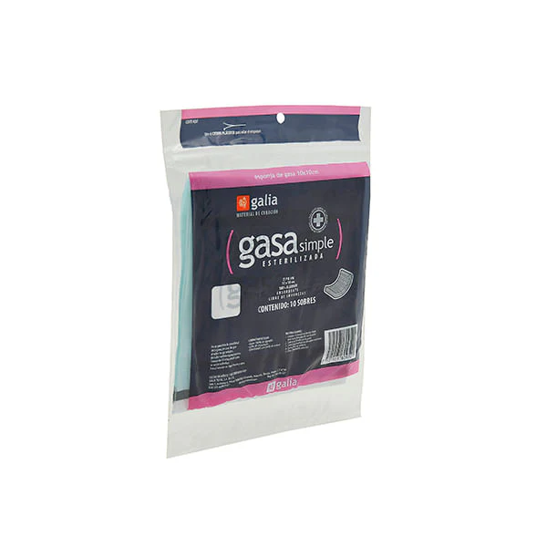 Gasa Simple Esterilizada 10cm x 10cm 10 Piezas Galia