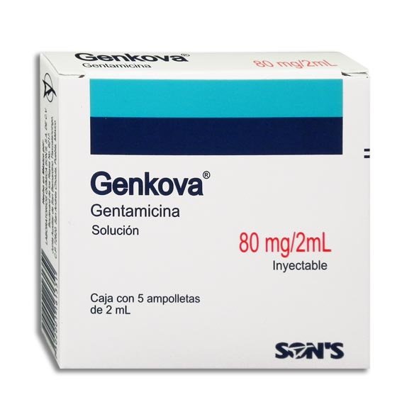 Genkova Gentamicina 80mg/2ml Solucion Inyectable 5 Ampolletas 2ml Son's