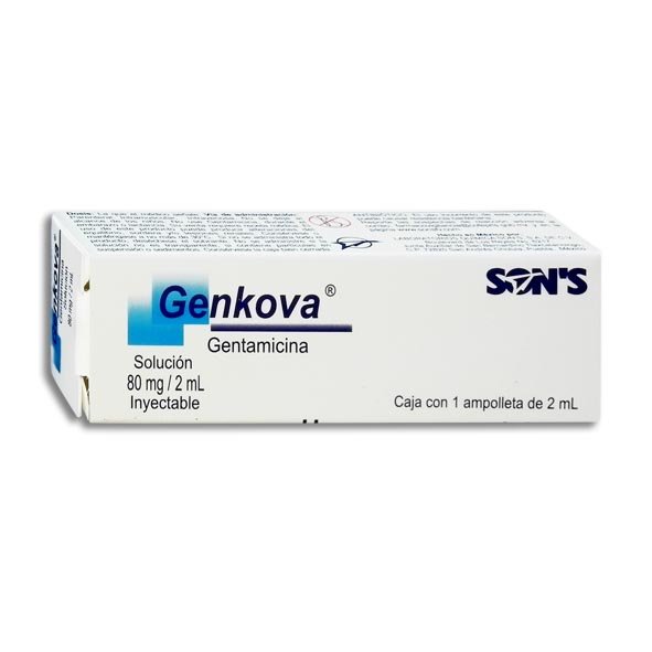 Genkova Gentamicina Solución 80mg/2ml Inyectable Son´s