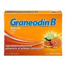 Graneodín B Benzocaína 10mg 24 Pastillas Miel Limón Reckitt