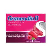 Graneodín B Benzocaína 10mg Frambuesa 24 Pastillas Reckitt