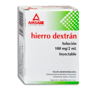 Hierro Dextrán 100mg/2ml Solución Inyectable 3 Ampolletas Amsa Laboratorios