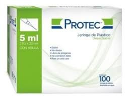 Jeringa Hipodérmica Plástico Estéril 5ml 21G x 32mm Protec