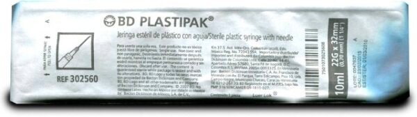 Jeringa de Plástico Negra 10ml 22G x 32mm Plastipak