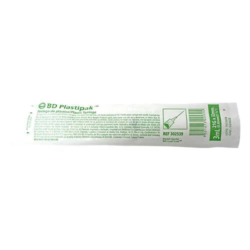 Jeringa de Plástico Verde 3ml 21G x 32mm Plastipak