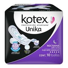 Kotex Unika Nocturna Alas Flujo Súper Abundante 10 Piezas