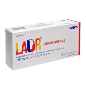 Laur Ampicilina Metamizol Guaifenesina Lidocaína Clorfenamina 250mg 200mg 100mg 30mg 2mg 3 Ampolletas Son's