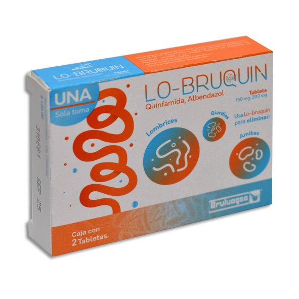Lo-Bruquin Quinfamida Albendazol 150mg/200mg 2 Tabletas Bruluagsa