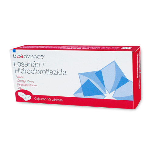 Losartán Hidroclorotiazida 50mg/12.5mg 15 Tabletas Beadvance