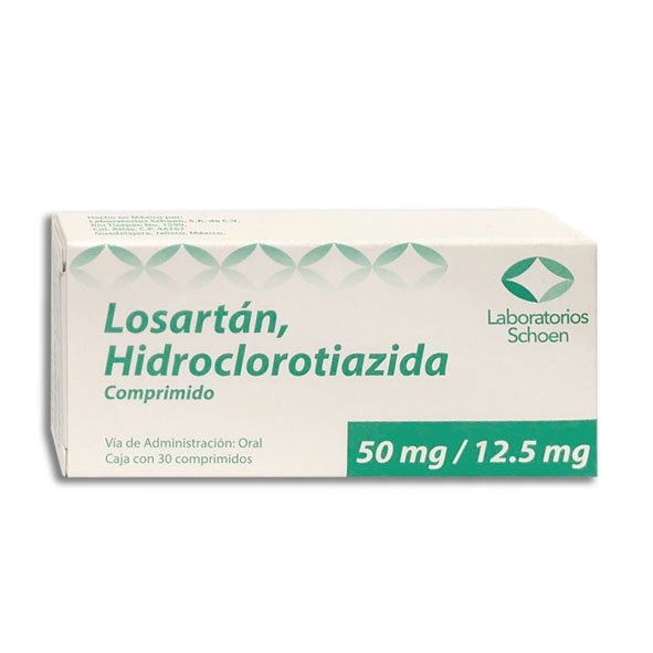 Losartán Hidroclorotiazida 50mg/12.5mg 30 Comprimidos Laboratorios Schoen