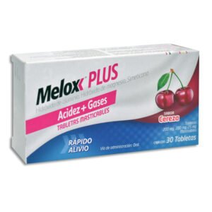 Melox Plus Hidróxido Aluminio Hidróxido Magnesio Simeticona Cereza 200mg/200mg/25mg Masticables 30 Tabletas Sanofi