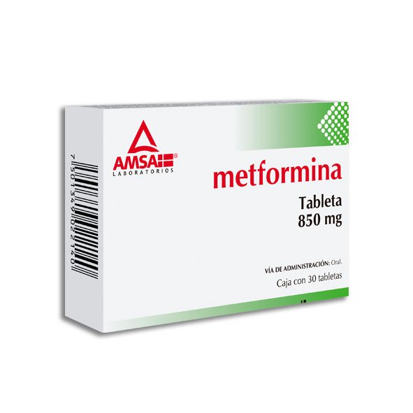 Metformina 850mg 30 Tabletas Amsa Laboratorios