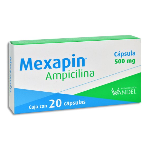 Mexapin Ampicilina 500mg 20 Cápsulas Farmacéutica Wandel