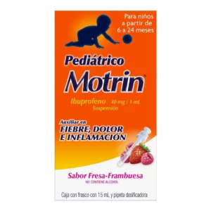 Motrin Analgésico Suspensión Pediátrica Ibuprofeno 40mg/1ml 15ml Fresa Frambuesa