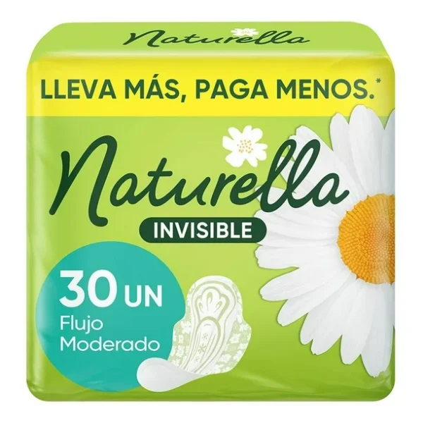 Naturella Invisible Flujo Moderado Delgada 30 Piezas