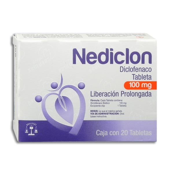 Nediclon Diclofenaco Sódico 100mg 20 Tabletas Bruluart