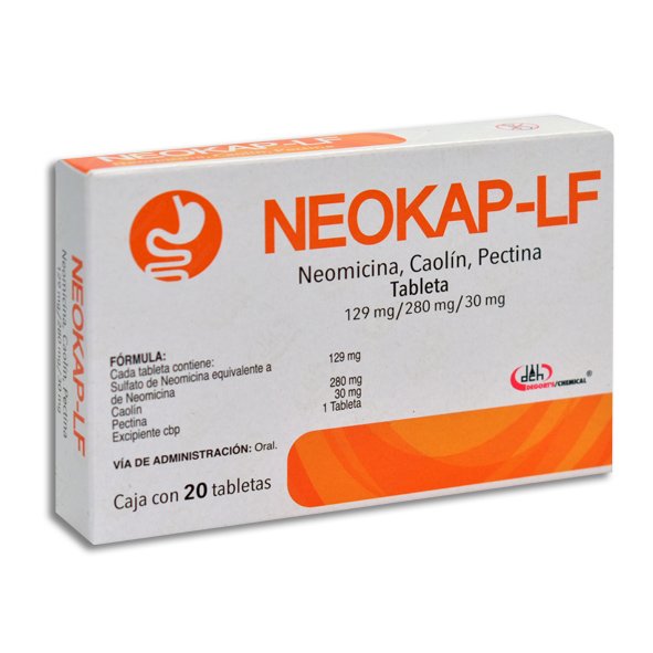 Neokap-LF Neomicina Caolín Pectina 20 Tabletas Degort's Chemical Neokap-LF Neomicina Caolín Pectina 129mg/280mg/30mg 20 Tabletas Degort's Chemical