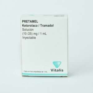 Pretamel Ketorolaco Tramadol 10mg/25mg Solución Inyectable 3 Ampolletas Vitalis