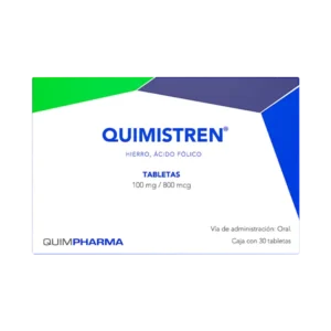 Quimistren hierro, Ácido Folico 100mg/800 mcg 30 Tabletas