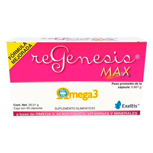 Regenesis Max Omega 3 Ácido Fólico Vitaminas Minerales 30 Cápsulas Exeltis