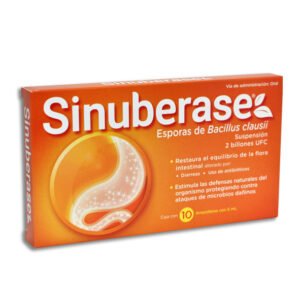 Sinuberase Probióticos Suspensión Bacillus Clausii 2 Billones UFC 10 Ampolletas