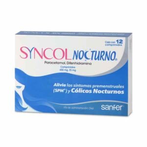 Syncol Nocturno Paracetamol Difenhidramina 650mg/25mg 12 Comprimidos Sanfer