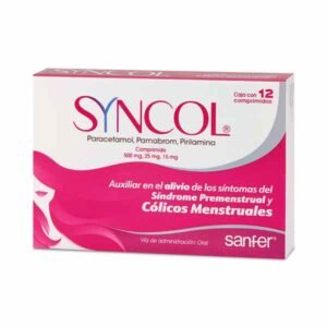 Syncol Paracetamol Pamabrom Pirilamina 500mg/25mg/15mg 12 Comprimidos Sanfer