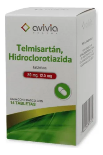 Telmisartán Hidroclorotiazida 80mg/12.5mg 14 Tabletas Avivia Pharma