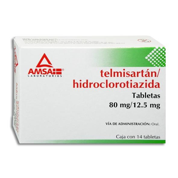 Telmisartán Hidroclorotiazida 80mg 12.5mg 14 Tabletas Amsa Laboratorios