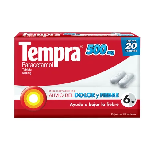 Tempra Paracetamol 500 mg 20 Tabletas