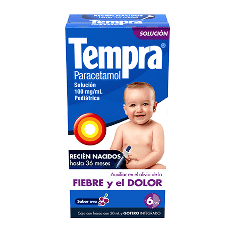 Tempra Paracetamol Solución 100mg/ml Pediátrica Uva 30ml RB