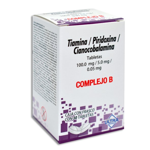 Tiamina Piridoxina Cianocobalamina Complejo B 30 Tabletas Ultra Laboratorios Tiamina Piridoxina Cianocobalamina Complejo B 100mg/5mg/0.05mg 30 Tabletas Ultra Laboratorios
