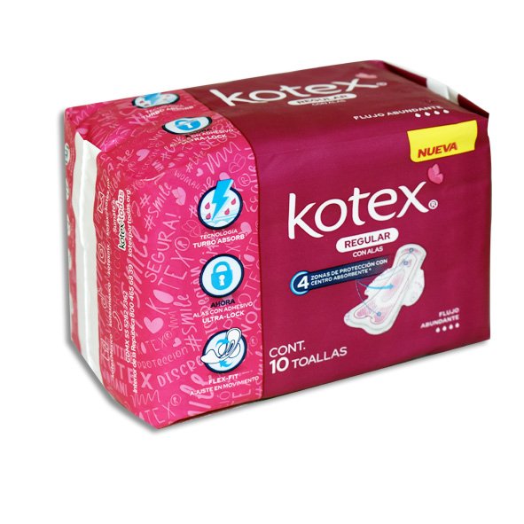 Toalla Femenina Protección Avanzada Anatómica Alas Flujo Abundante 10 Piezas Kotex Kimberly Clark Toalla Femenina Protección Avanzada Anatómica Alas Flujo Abundante 10 Piezas Kotex Kimberly Clark