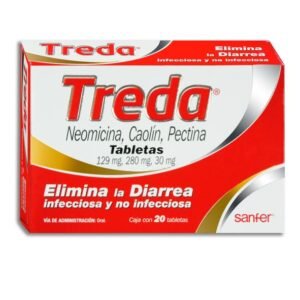 Treda Neomicina Caolín Pectina 129mg/280mg/30mg 20 Tabletas Sanfer