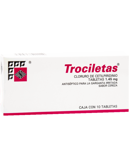 Trociletas Cereza Cloruro Cetilpiridinio 1.45mg 10 Tabletas Streger