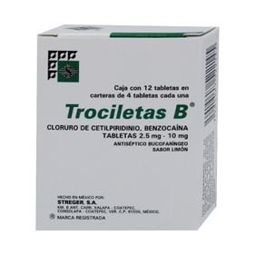 Trociletas Limón B Cloruro Cetilpiridinio Benzocaína 2.5mg/10mg 10 Tabletas Streger