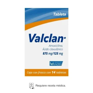 Valclan Amoxicilina Ácido Clavulánico 875mg/125mg 14 Tabletas Farmacéutica Wandel