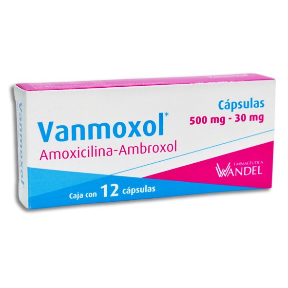 Vanmoxol Amoxicilina Ambroxol 500mg/30mg 12 Cápsulas Farmacéutica Wandel