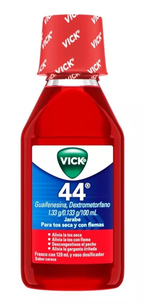 Vick 44 Jarabe Cereza Guaifenesina Dextrometorfano 1.33g/0.133g/100ml 120ml