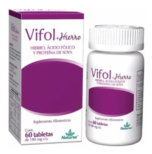 Vifol + Hierro Hierro Ácido Folico y Proteína de Soya 60 Tabletas Naturex